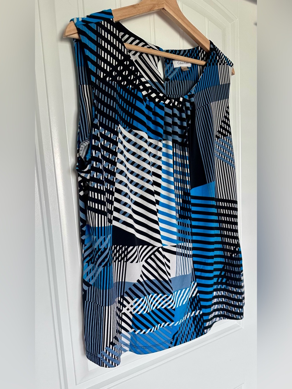 Calvin Klein Geometric Sleeveless Blouse Plus Size Career Top